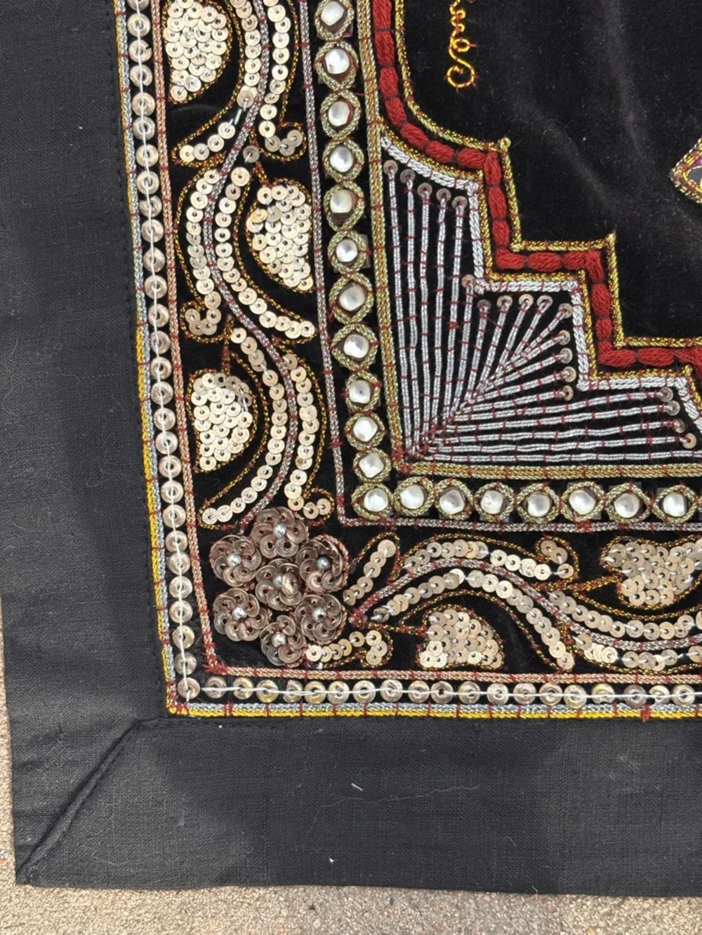 Vintage Kalaga Wall Hanging Asian Burmese Thai India Dancer Beaded Tapestry